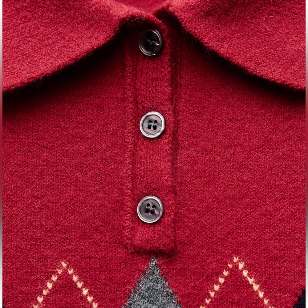 Zara Red Argyle Polo Dress - Picture 3 of 11
